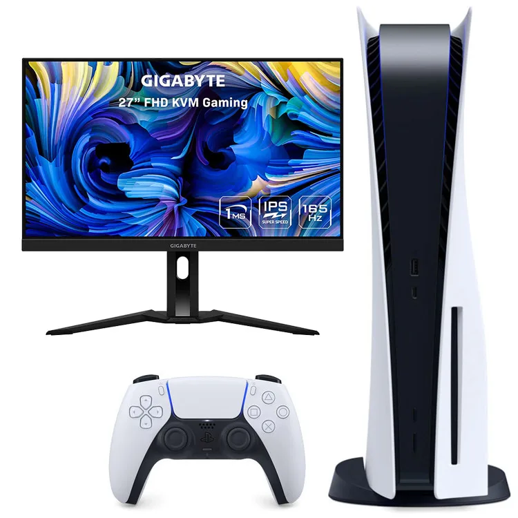 خرید پلی استیشن 5 دیسک خور + مانیتور Gigabyte M27F A