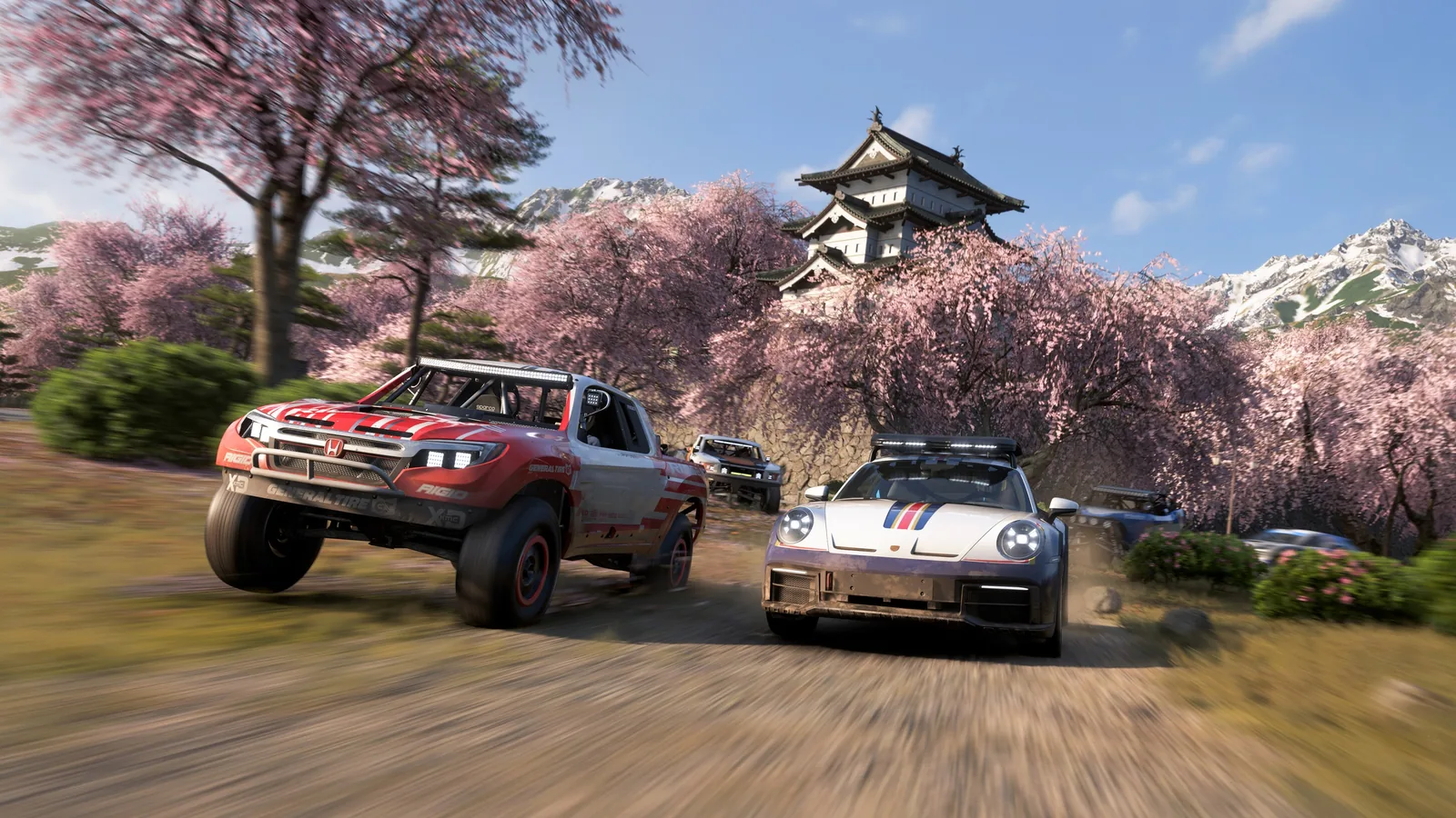 مسابقه خودروهای آفرود کنار قلعه هیروساکی در Forza Horizon 6