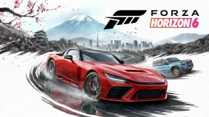 تصویر رسمی Forza Horizon 6 با کوه فوجی و خودروی قرمز